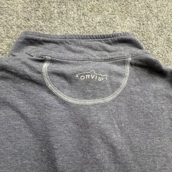 Orvis Trout Bum Blue Pullover Mens Large Blue 1/4 Zip Baselayer Shirt Athleisure - Picture 7 of 14